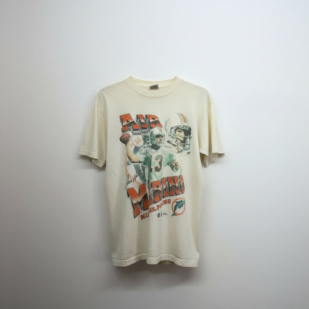 Vintage 90s Miami Dolphins Football Dan Marino Graphic Tee T-Shirt Mens